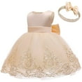 thumbnail image 4 of Yievot Toddler Girls Princess Tulle Dress For Kids Baby with Bow Dress Up Children Wedding Dress Clothing with Headband 3 Months-3 Years 2024 Baby Girl Dress Clothes on Clearance, 4 of 6