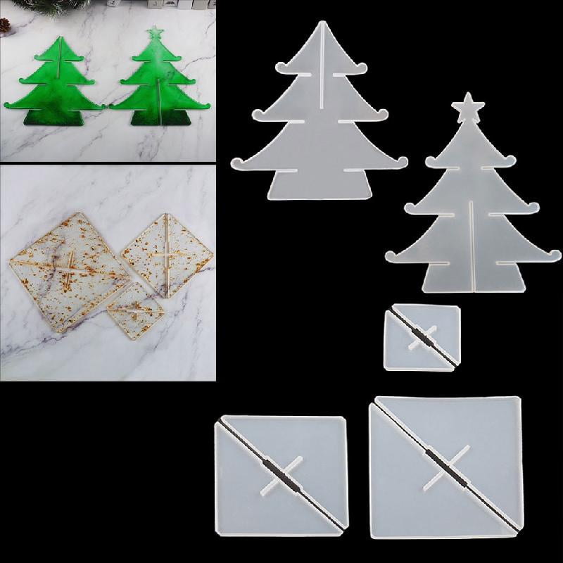 BQBQERT 3-Tier Christmas Tree Cake Stand Tray Epoxy Resin Mold Fruit Tray Silicone