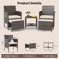 thumbnail image 5 of UDPATIO Balcony Furniture 5 Piece Patio Furniture Set, Outdoor Grey Wicker Chairs with Ottoman, Beige, 5 of 9