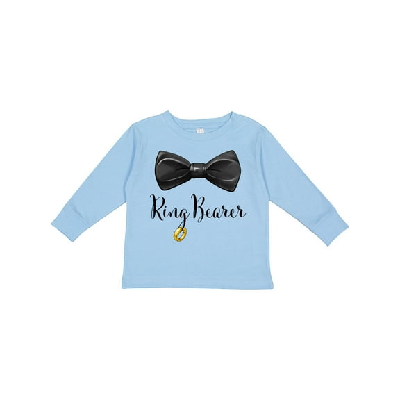 Inktastic Ring Bearer Black Bow Tie and Gold Wedding Ring Boys Long Sleeve Toddler T-Shirt