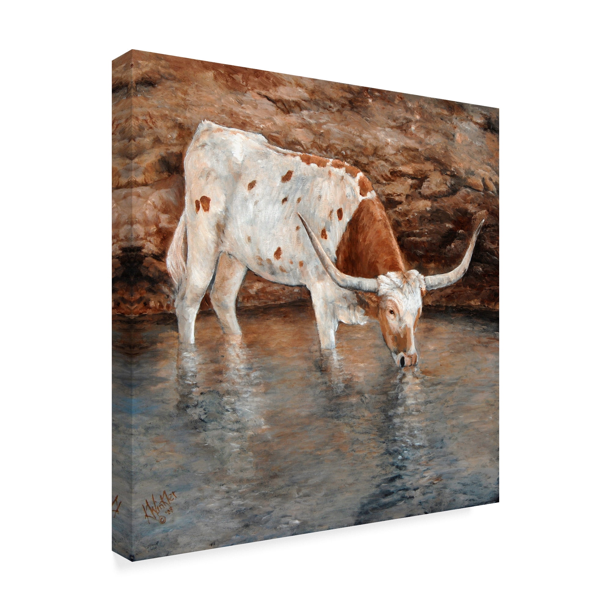 Trademark Fine Art 'All by Myself Cows' Canvas Art by Kathy Winkler