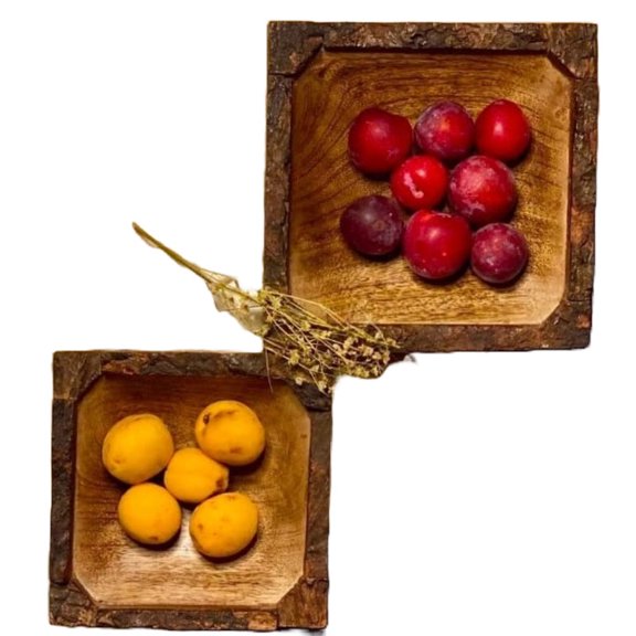 VintiquE Vintage Elegant it Looks Rustic Wooden Serving Platters,Tray Square, Set of 2, Square Shape (Small 6 Inch, Large 7 Inch)