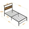 thumbnail image 5 of Yoneston Kids Twin Size Metal Platform Bed Frame with Storage Headboard, 12" Mattress Foundation for Childs Adults, Caramel Brown, 5 of 11