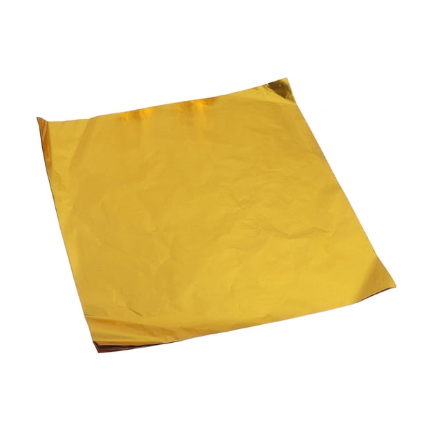 ColoMX 200pcs 15x15cm Papel de embalaje de alimentos Láminas de aluminio DIY Chocolate Candy Tea Embalaje de regalo Papel de aluminio para la tienda del hogar (dorado)