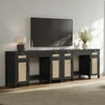 thumbnail image 3 of SICOTAS 52" Rattan Computer Desk with 3 Drawers & 2 Storage Cabinets, Boho Executive Desk Set of 2, Modern Writing Desk for Home Office Bedroom, Black, 3 of 9
