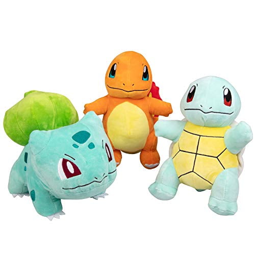 Pokemon Plush Starter 3 Pack - Charmander, Squirtle &amp; Bulbasaur 8&quot; Generation One Stuffed Animals