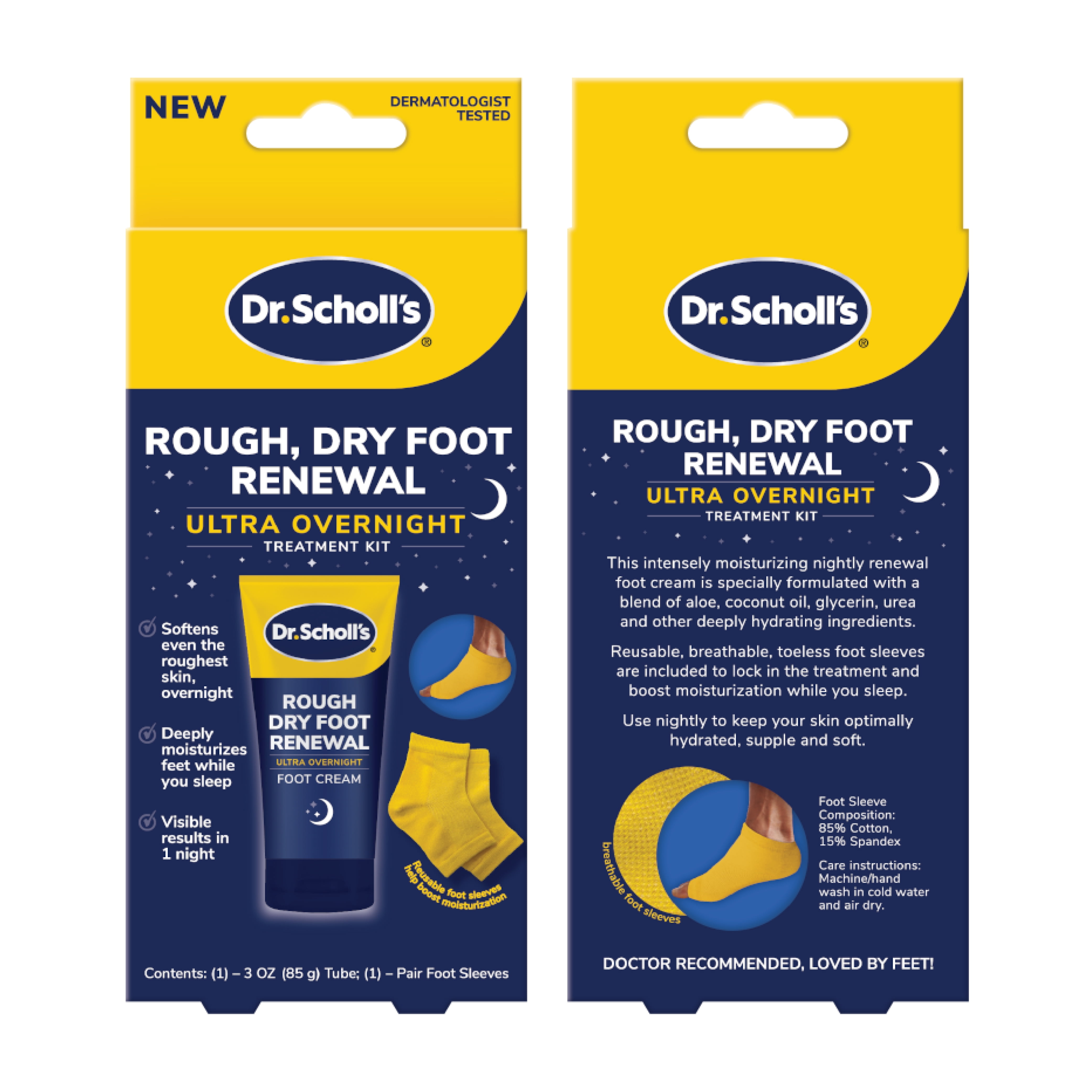 (4 pack) Dr. Scholl's Rough, Dry Foot Renewal Ultra Overnight Treatment Kit with 3oz Foot Cream and Foot Sleeves
