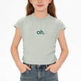 thumbnail image 4 of BFHHYA Girls Cotton Print Shirts Short Sleeve Crewneck Ruched Cropped Tops Tween Fashion Casual Summer T-Shirts Size 1-12 Years, 4 of 8