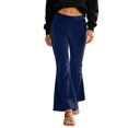 thumbnail image 4 of HXWCHs Women's Velvet Flared Trousers High Waist Elastic Wide Leg Casual Business Pants with Pockets XL Dark Blue, 4 of 8