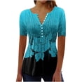 thumbnail image 2 of Brilliant Womens Tops Clearance under $10 Spring Summer 2024 Women Fashion Casual Print Round Neck Loose Short Sleeve T-shirt Top Blouse Pullover, 2 of 3