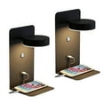 thumbnail image 1 of Paquete de 2 luces LED de pared para interior con interruptor e interfaz USB, lámpara de noche tricolor de 12 W, lámpara de lectura de pared regulable 330° ajustable, luz de lectura con bandeja,, 1 of 5