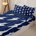 thumbnail image 3 of Homewish Cute Graffiti Lightning Zipper Full Size Comforter Sets with Fitted Sheet and 2 Pillowcases,Deepblue And White Zipper Bedding Set For Boy Teens,Reversible,4 Pieces, 3 of 7