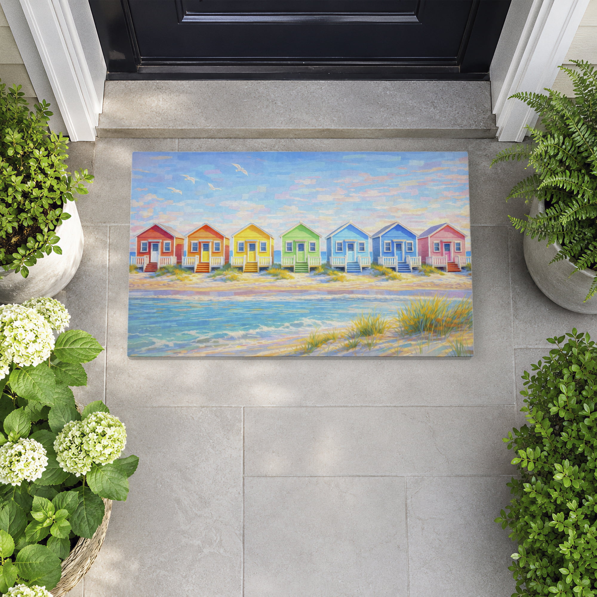 Stupell Industries Rainbow of Beach Cottages Printed Outdoor Door Floor Mat, design by Ziwei Li