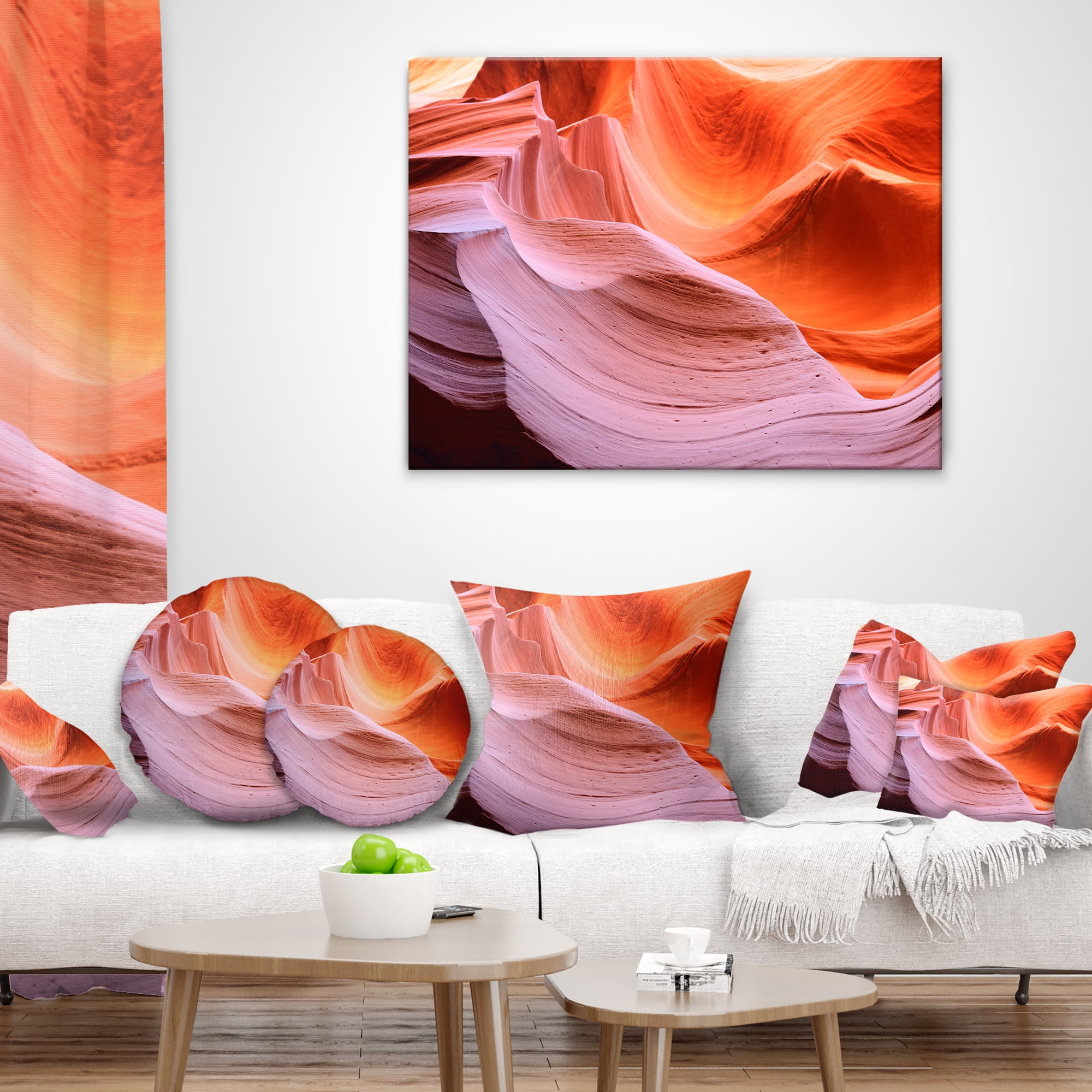 Designart Color Layers in Antelope Canyon - Landscape Photography Throw Pillow - 12x20