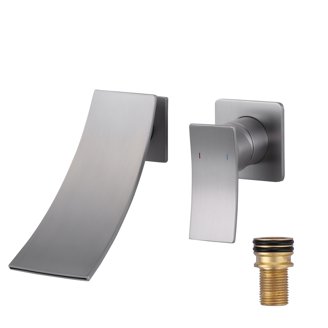 CHALIRS Matte Black Wall Mount Bathroom Faucet - Single Handle, Solid Brass, Foldable Spout For Vessel Sink