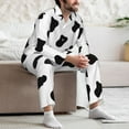 thumbnail image 5 of Mens Pajamas Set, Black White Cow Print Button-Down Pajamas for Men Long Sleeve Mens Sleepwear Lounge Pjs Set, 5 of 5