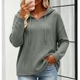 thumbnail image 3 of Otntypg Women's Waffle Knit Hoodie Tops Loose Oversized Casual Fall Long Sleeve Drawstring Hooded Pullover Sweatshirts Lightweight Dressy Casual Hoodies for Travel Daily, 3 of 7