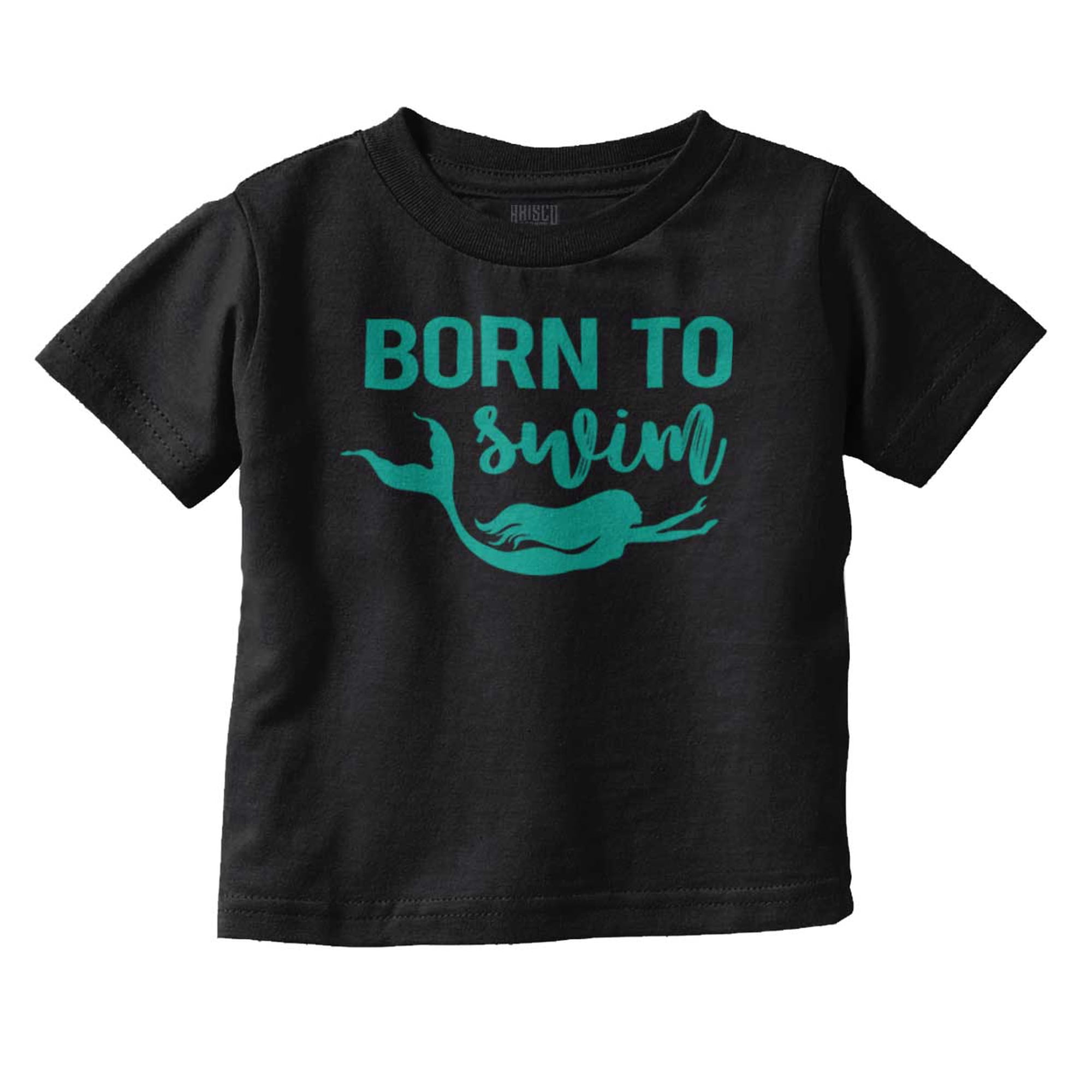 Mermaid Born to Swim Cute Water Lover Youth T Shirt Tee Girls Infant Toddler Brisco Brands 12M