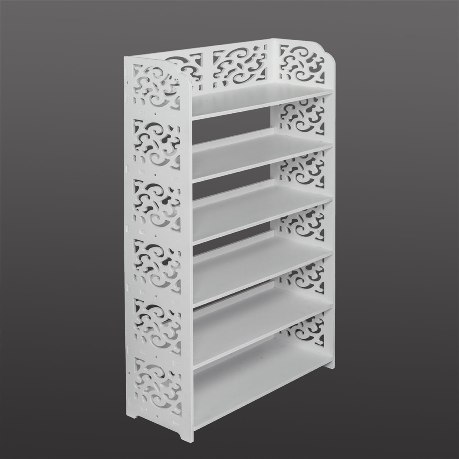 6-Tier White Shoe Rack - 24" Wide WPC Storage Shelf, Holds 36 Pairs, Waterproof Garage Organizer w/ Adjustable Shelves