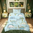 thumbnail image 3 of meiyoeat Cartoon Dino Twin Duvet Cover for Kids, Tropical Spinosaurus Wildlife Twin Bedding, Sky Blue, Reversible, 2pcs, 1 Duvet Cover and 1 Pillowcase, 3 of 6