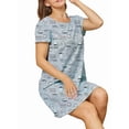 thumbnail image 2 of Mawalde Nightgowns for Women Short Sleeve Night Shirts Women Print Sleep Shirts Sleepwear Gray Coffee L, 2 of 7