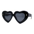 thumbnail image 2 of Womens Oversize Thick Heart Shape Funky Retro Sunglasses All Black, 2 of 4