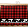 thumbnail image 2 of Red Black Plaid Cabinet Curtains 27.6"W x 35.4"L, Country Vintage Bear Buffalo Gingham Under Sink Skirt for Bathroom Vanity Kitchen Self Adhesive, Dust-Proof Privacy Curtain for Closet Shelves, 2 of 9