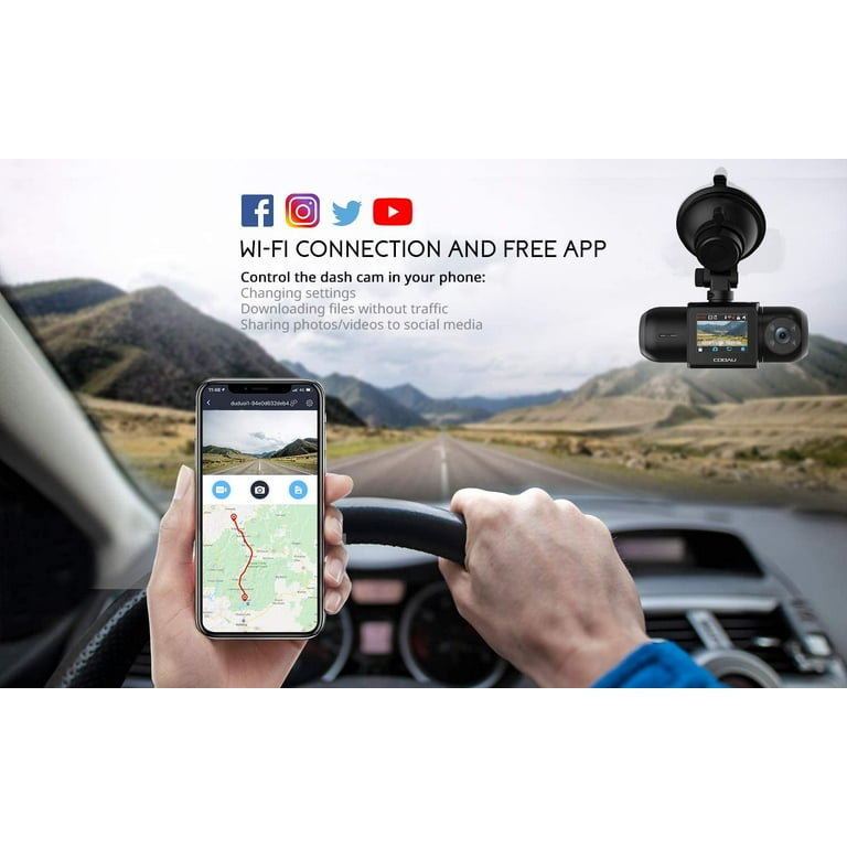Cámara de tablero dual con GPS y Wi-Fi, 1440P frontal e interior discreta  cámara de coche para Uber con visión nocturna infrarroja, súper  condensador