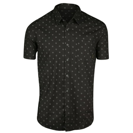 - Quiksilver Mens Everyday Mini Motif SS Button Up Shirt - Tarmac Gray