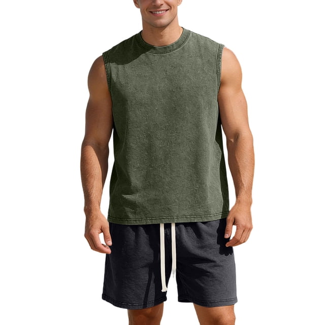 Men's Suit Set for Spring Summer Lightweight Breathable Vest and Relaxed Shorts Ensemble for Casual Daily Wear