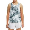 thumbnail image 5 of piuwrlz Summer Sleeveles Wide-StrapTank Tops Kids Girls Boys Lightweight Sports Vest Fashionable Round Neck Tie Dyeing Pullover Gray Size 8 Years, 5 of 5