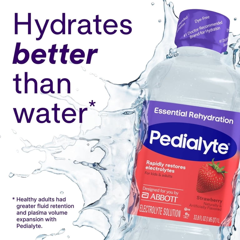 Pedialyte Essential Rehydration Electrolyte Drink, Strawberry, 1L, 4 Pack photo 8