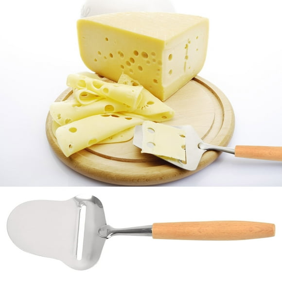 Fiudx Cepillo de Queso de Acero Inoxidable, Raspador de Queso de Alta Dureza, Espátula con Mango de Madera Cómodo, Fácil de Usar con Una Sola Mano, Herramienta de Cocina para Hornear, Regalo para Ama