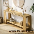 thumbnail image 6 of Natural Wood 63 Inch Farmhouse Console Table with Storage Shelf, Beaded Trim Sofa Table for Entryway Foyer Living Room, 6 of 7