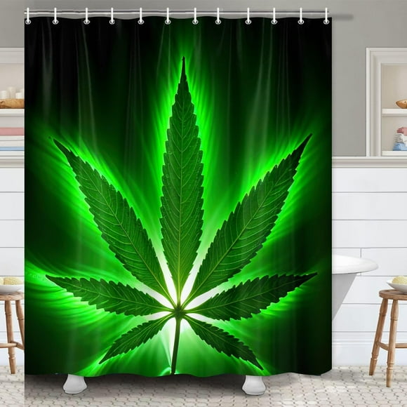 GreenLeaf Bliss Shower Curtain - 69x70 Inch Fabric Bath Curtain with 12 Hooks, Perfect Bathroom Accessory