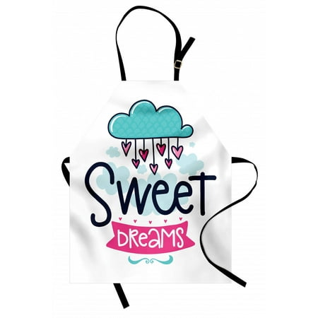 

Sweet Dreams Apron Cartoon Hanging Hearts from a Cloud with Scale Pattern Simplistic Kids Design Unisex Kitchen Bib Apron with Adjustable Neck for Cooking Baking Gardening Multicolor by Ambesonne