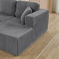 thumbnail image 4 of 132.48" Boneless Couch, Gray Sectional Couches for Living Room, Compressed Corduroy Sleeper Sofa, No Assembly, 4 of 9