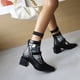 thumbnail image 2 of NECHOLOGY Zapatos Botines para mujer Zapatos de mujer de tacón grueso con punta redonda botas de moda botas grandes de otoño e invierno con tacón cuadrado a juego de colores (Blue 7.50), 2 of 5