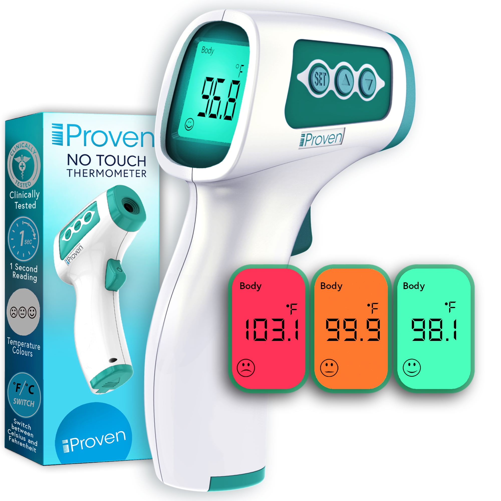 Fast & Accurate No Touch Digital Infrared Thermometer w/ Fever Alarm 
