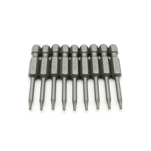TMAX 10 Pieces T6 Torx Star Head Screwdriver Bit Set, S2 Steel 6 Point T-6 Reduced Round Shaft Screwdriver Insert Bits Hex Shank