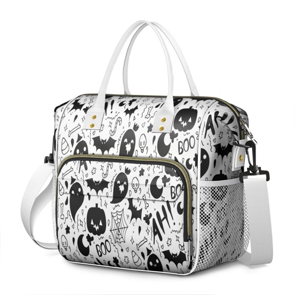 Halloween Doodle Elements Womens Lunch Box for Work,Insulated Large Lunch Bag for Tween and Teen,Loncheras Para Mujer,Leakproof Adult Lunch Bag for Work,Beach,Travel,Picnic,Camping
