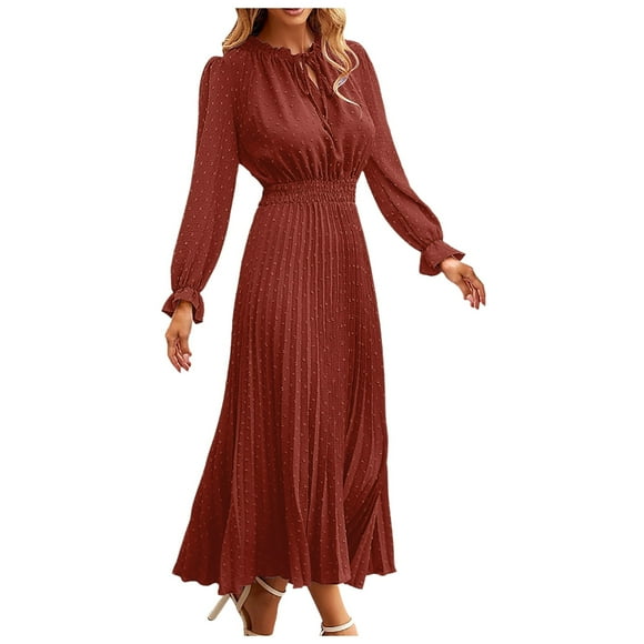 Women's Dresses Mid Length Dress Casual V Neck Polka Dot Pleated Sleeveless A Line Beach Dress