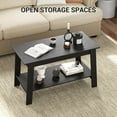 thumbnail image 4 of Coffee Table, Coffee Table for Living Room, Modern Farmhouse Coffee Table with Storage Shelf, 2-Tier Living Room Table Rectangular Center Table, Home Office Industrial Cocktail Tables, Black, 4 of 8