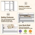 thumbnail image 3 of Twin Over Twin Kids Bunk Bed, UHOMEPRO Solid Wood Floor Bunk Bed for Kids Bedroom, High Safety Rail, Ladder, Heavy Duty Space-Saving Bunk Beds, Convertible into 2 Twin Beds, Grey, 3 of 8