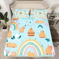 thumbnail image 2 of Castle Fairy Kids Teens Cartoon Capybara Twin Sheet Sets 3pcs,Kawaii Rainbow Twin Fitted Sheet Microfiber,Cute Flower Animal Breathable Flat Sheet,Super Cozy Room Decor, 2 of 7