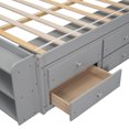 thumbnail image 6 of Full Size Platform Bed Frame,Upholstered Wood Daybed with 6 Storage Drawers and  Bookcase Headboard,Mattress Foundation,Wooden Slats Support,No Box Spring Needed,Grey, 6 of 8