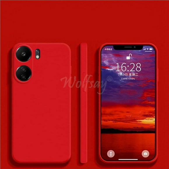 For Xiaomi POCO C65 Case Liquid Silicone Plain Rubber Fundas Protector Case POCO C65 Cover TPU Phone Case POCO C65 Cover Red POCO C65
