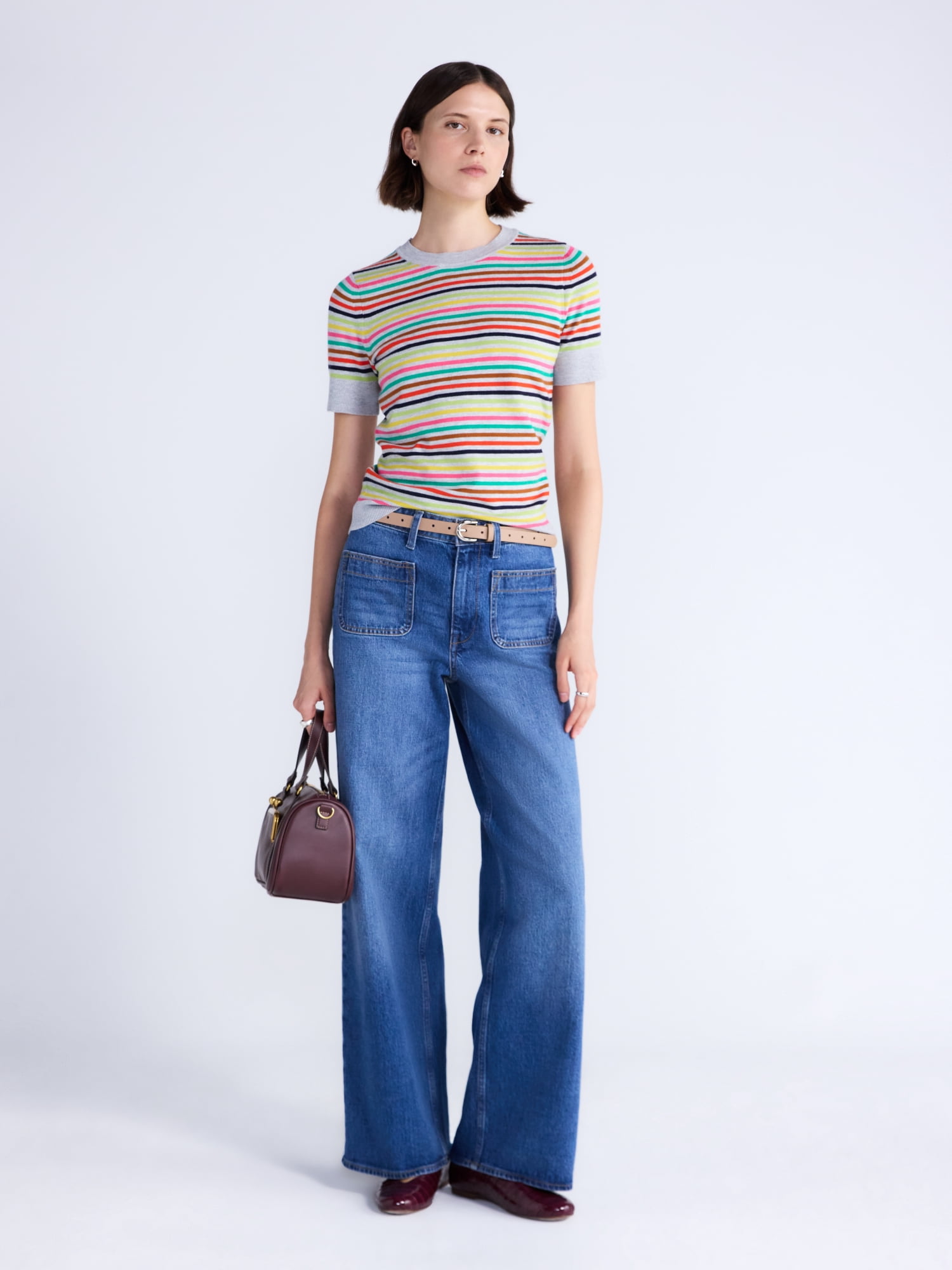 Free Assembly Women's and Women's Plus Cozy Yarn Sweater Tee with Short Sleeves, Sizes XS-4X