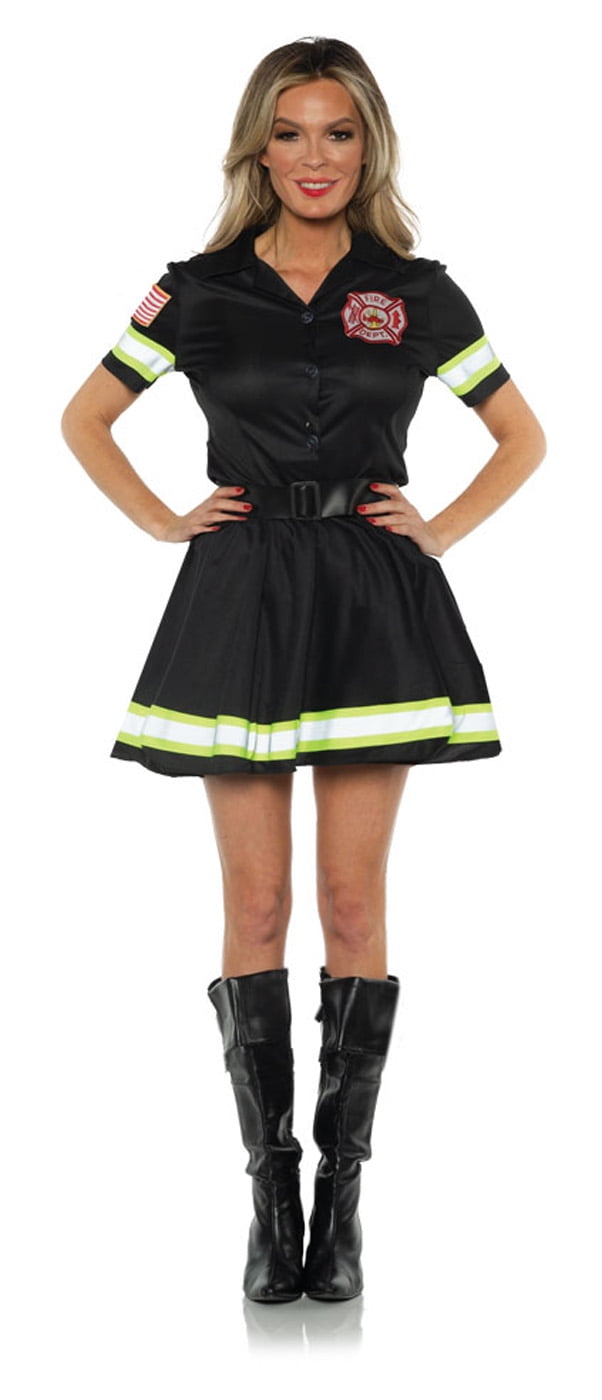 Black Fire Fighter Womens Adult First Responder Rescuer Costume Shirt ...