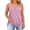 thumbnail image 1 of Uootdi Camisoles Henley pour Femmes Grande Taille Col Rond Sans Manches Cordon Latéral Style Décontracté Quotidien Doux Extensible Coupe Ample Camisoles Cadeau, 1 of 4